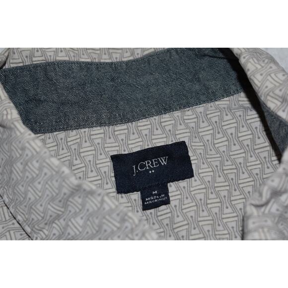 J Crew Dress Shirt Button Up Mens Size Medium Gray Geometric Cotton - Picture 3 of 6
